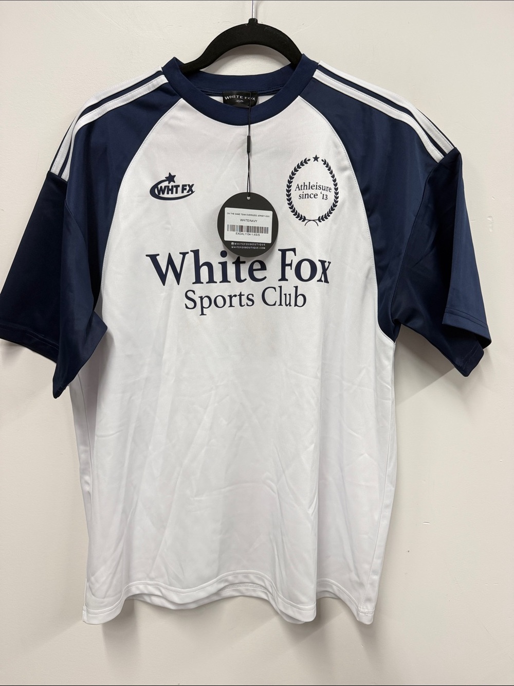 White Fox Boutique Navy and White Sports Club Jersey xs/s